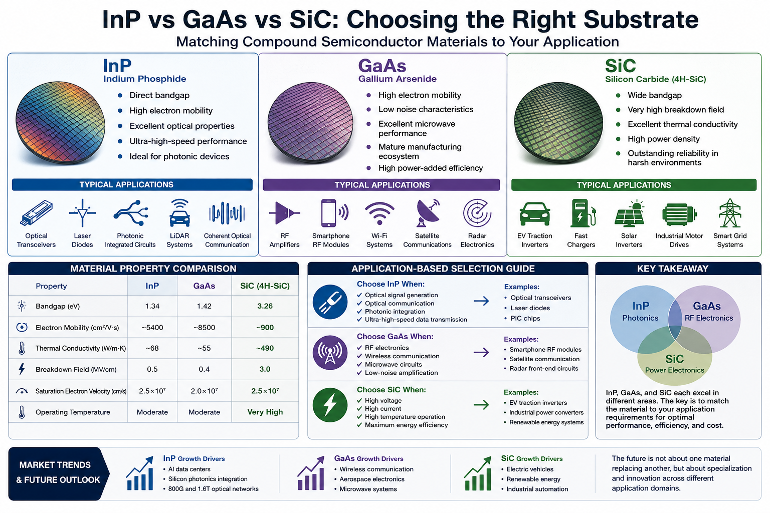 Ultimi blog aziendali su InP vs GaAs vs SiC: come scegliere il giusto substrato semiconduttore?