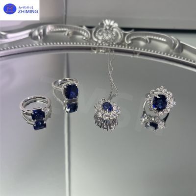 Custom Synthetic Colored Sapphire Gemstone Ring Royal Blue Handcrafted Jewelry