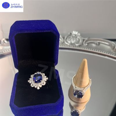 Custom Synthetic Colored Sapphire Gemstone Ring Royal Blue Handcrafted Jewelry