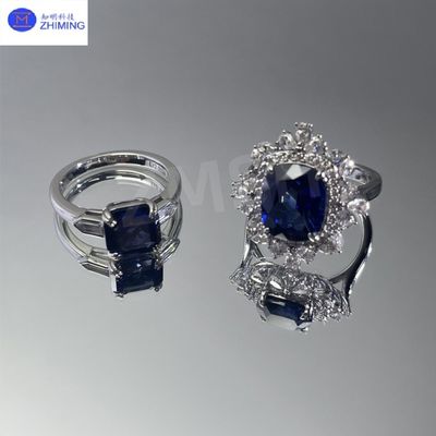 Custom Synthetic Colored Sapphire Gemstone Ring Royal Blue Handcrafted Jewelry