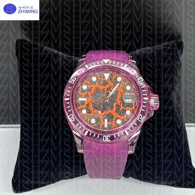 Customizable 40mm/42mm Round Sapphire Watch Case In Magenta