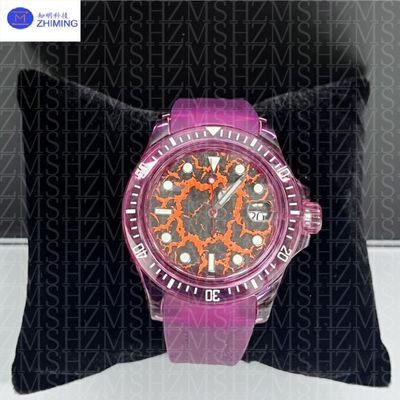 Customizable 40mm/42mm Round Sapphire Watch Case In Magenta