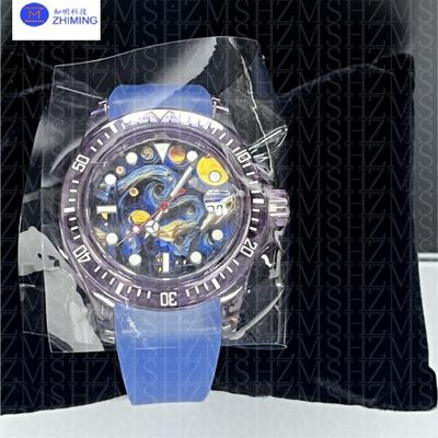 Premium 40mm/42mm Round Sapphire Crystal Watch Case Scratch-Resistant Customizable Purple